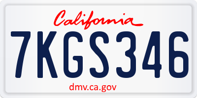 CA license plate 7KGS346