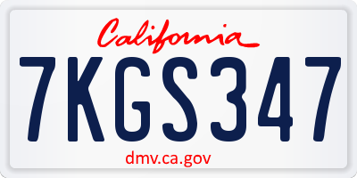CA license plate 7KGS347