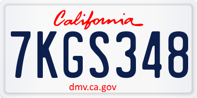 CA license plate 7KGS348