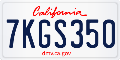 CA license plate 7KGS350