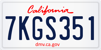 CA license plate 7KGS351