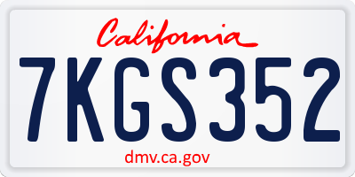 CA license plate 7KGS352