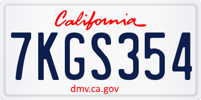 CA license plate 7KGS354