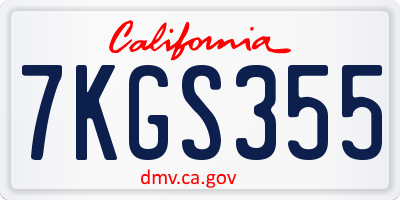 CA license plate 7KGS355