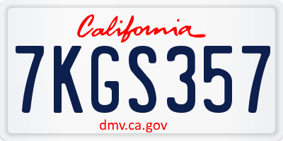 CA license plate 7KGS357
