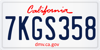 CA license plate 7KGS358