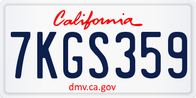 CA license plate 7KGS359
