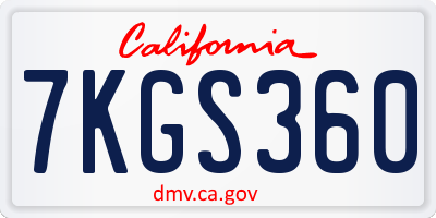 CA license plate 7KGS360