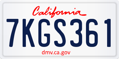 CA license plate 7KGS361