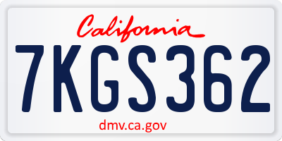 CA license plate 7KGS362