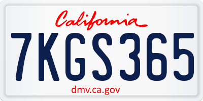 CA license plate 7KGS365