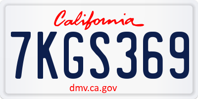CA license plate 7KGS369