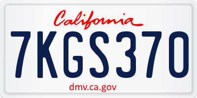 CA license plate 7KGS370