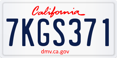 CA license plate 7KGS371
