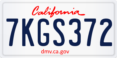 CA license plate 7KGS372