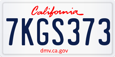 CA license plate 7KGS373