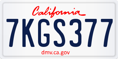CA license plate 7KGS377
