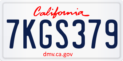 CA license plate 7KGS379