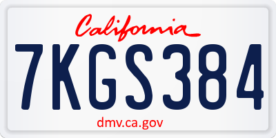 CA license plate 7KGS384