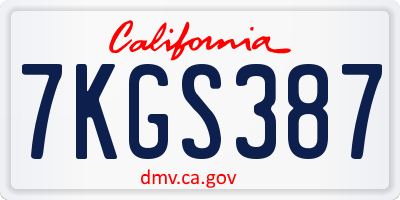 CA license plate 7KGS387