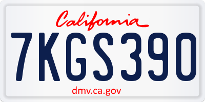 CA license plate 7KGS390