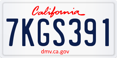 CA license plate 7KGS391