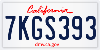 CA license plate 7KGS393