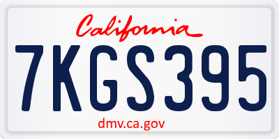 CA license plate 7KGS395