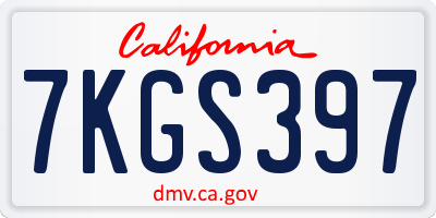 CA license plate 7KGS397