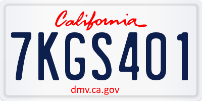 CA license plate 7KGS401