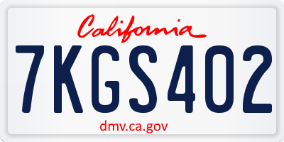 CA license plate 7KGS402