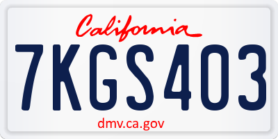 CA license plate 7KGS403