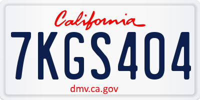 CA license plate 7KGS404