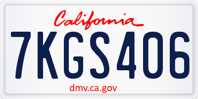 CA license plate 7KGS406