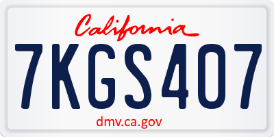 CA license plate 7KGS407