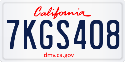 CA license plate 7KGS408