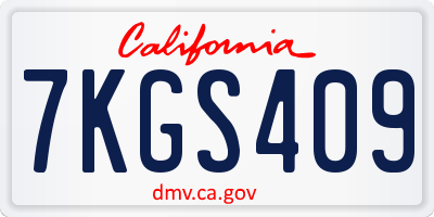 CA license plate 7KGS409