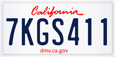 CA license plate 7KGS411