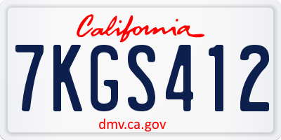 CA license plate 7KGS412