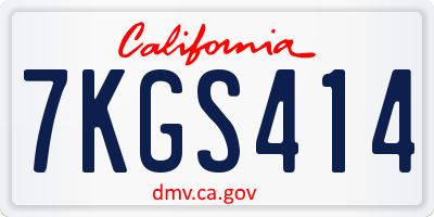 CA license plate 7KGS414
