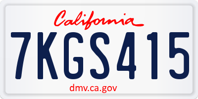 CA license plate 7KGS415
