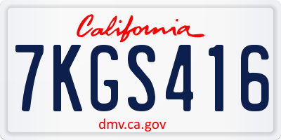 CA license plate 7KGS416