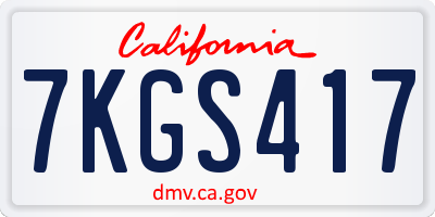 CA license plate 7KGS417