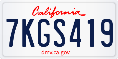 CA license plate 7KGS419