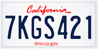 CA license plate 7KGS421