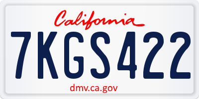 CA license plate 7KGS422