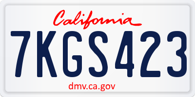 CA license plate 7KGS423