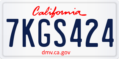 CA license plate 7KGS424