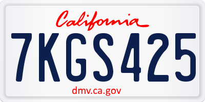 CA license plate 7KGS425
