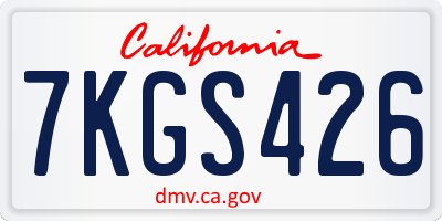 CA license plate 7KGS426